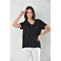 Home Fashion - Polera Mujer Negro Manga Corta Cuello V Talla L