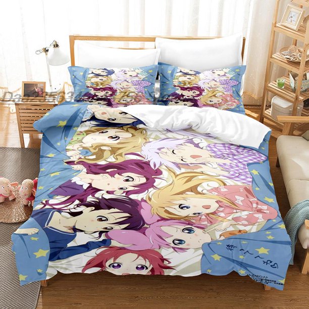 v630 Bed Sheets Yuru Camp Bedding Set Single Twin Full Queen King Size Bed Set Aldult Kid Bedroom Duvetcover Sets Anime bed sheet set 3-Piece Bedding Set (1 Duvet Cover + 2 Pillow Shams) Bed Sheets ju