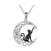 Magideal - Collar De Gato Negro Y Luna Creciente Para San Valentín, Aniversario Y Cumpleaños.