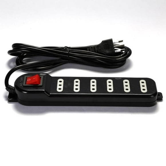 Alargador Zapatilla con Switch 6 Posiciones 3mts Negro