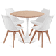 thumbnail image 1 of Comedor Mesa Tulip Wood Blanca Con 4 Sillas Tulip Acolchada Blancas, 1 of 4