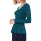 thumbnail image 4 of INSPIRE CHIC Suéter Peplum de Mujer Cuello en V Manga Larga Tejido Ajustado en la Cintura para Uso Casual y Estilo Diario M Azul Verde, 4 of 8