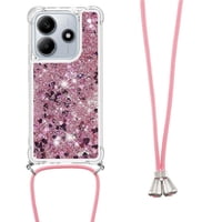 Funda Foxdock Para Xiaomi Redmi Note 14 4G Con Cuerda Ajustable, Brillo Líquido, Protección Antigolpes Y Lente – Ideal Para Regalo