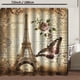 thumbnail image 3 of 1pc/3pcs/4pcs Bathroom Sets Rugs Shower Curtain, Bath Mats Set, And Rugs Non-Slip Bath Mat Toilet Lid Cover, With 12 Hooks Eiffel Tower Pattern, Bathroom Decor Accessories, 3 of 5