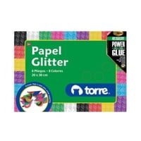 Torre - Papel Glitter 8 Pliegos / 8 Colores 20X30Cms