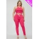 thumbnail image 3 of Conjunto De Top Corto Elástico De Tirantes Lisos Y Pantalón Fruncido Largo Color Fucsia (talla Grande Para Mujer), 3 of 4