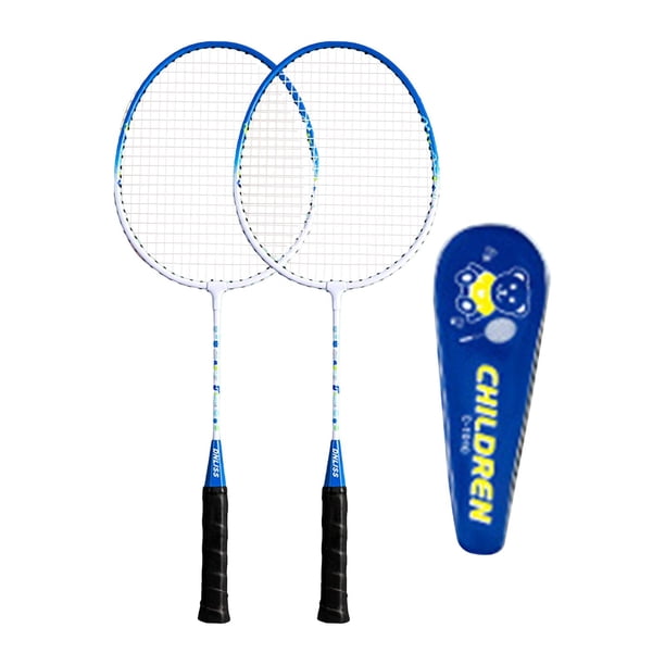 Raqueta de Bádminton Deportiva de 2 Uds., Raquetas Dobles con Estuche de Transporte, Juguetes Interactivos para Padres E Hijos, Accesorio de Bádminton , Azul