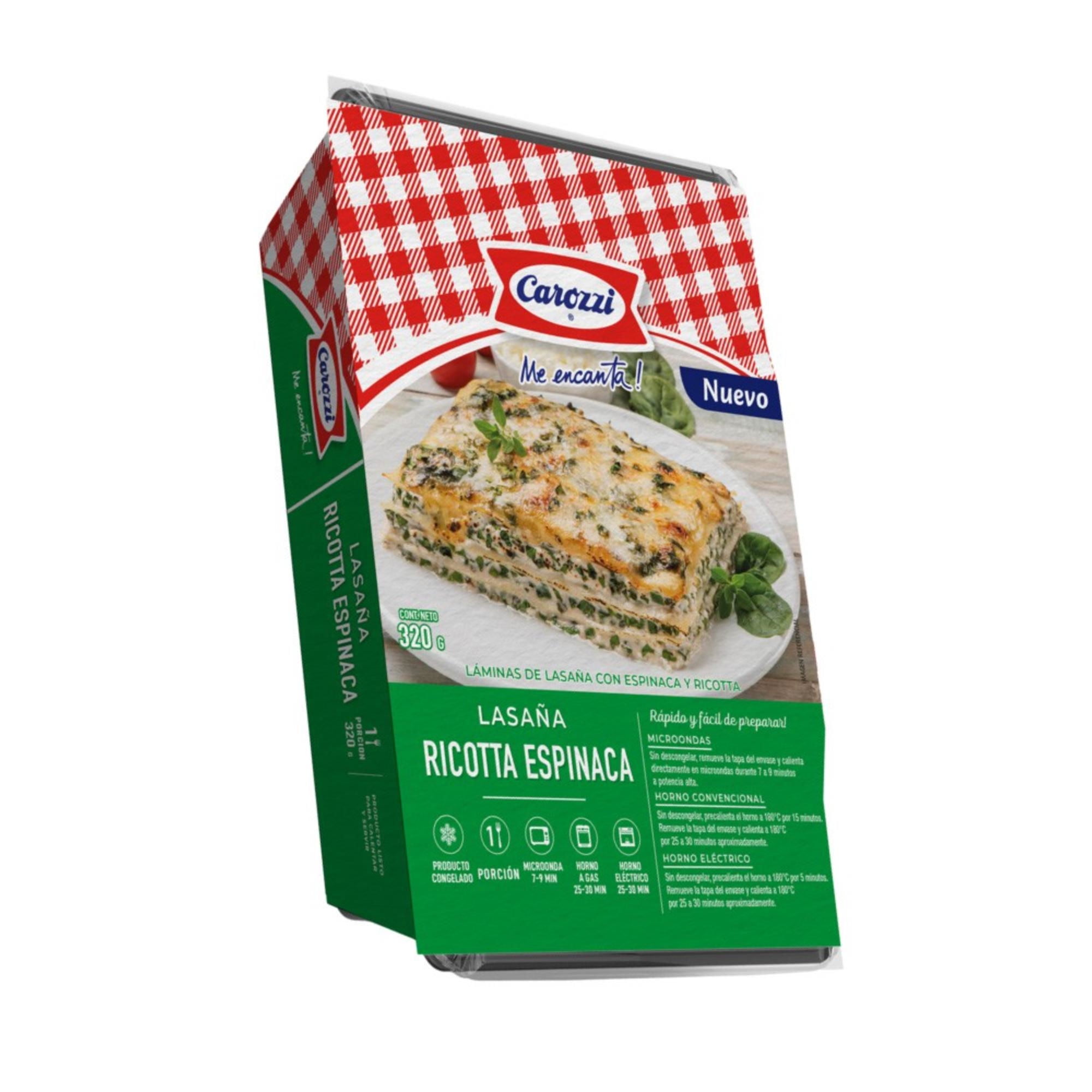 Lasaña Congelada Ricotta Espinaca 320 g Carozzi