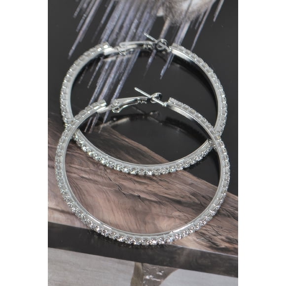 Aretes Fashnzfab Aro Doble Rhinestones 5cm