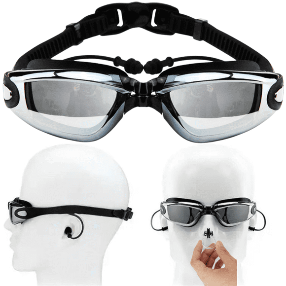 Lentes Gafas De Natación Adulto Estuche Tapones Oido Nariz