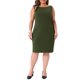 thumbnail image 1 of Agnes Orinda Vestido de Talla Grande para Mujer, Estilo Escolar Universitario, Sin Mangas, Cuello de Barco, Casual, Recto, Lápiz, para Trabajo, 5X Verde Militar, 1 of 5