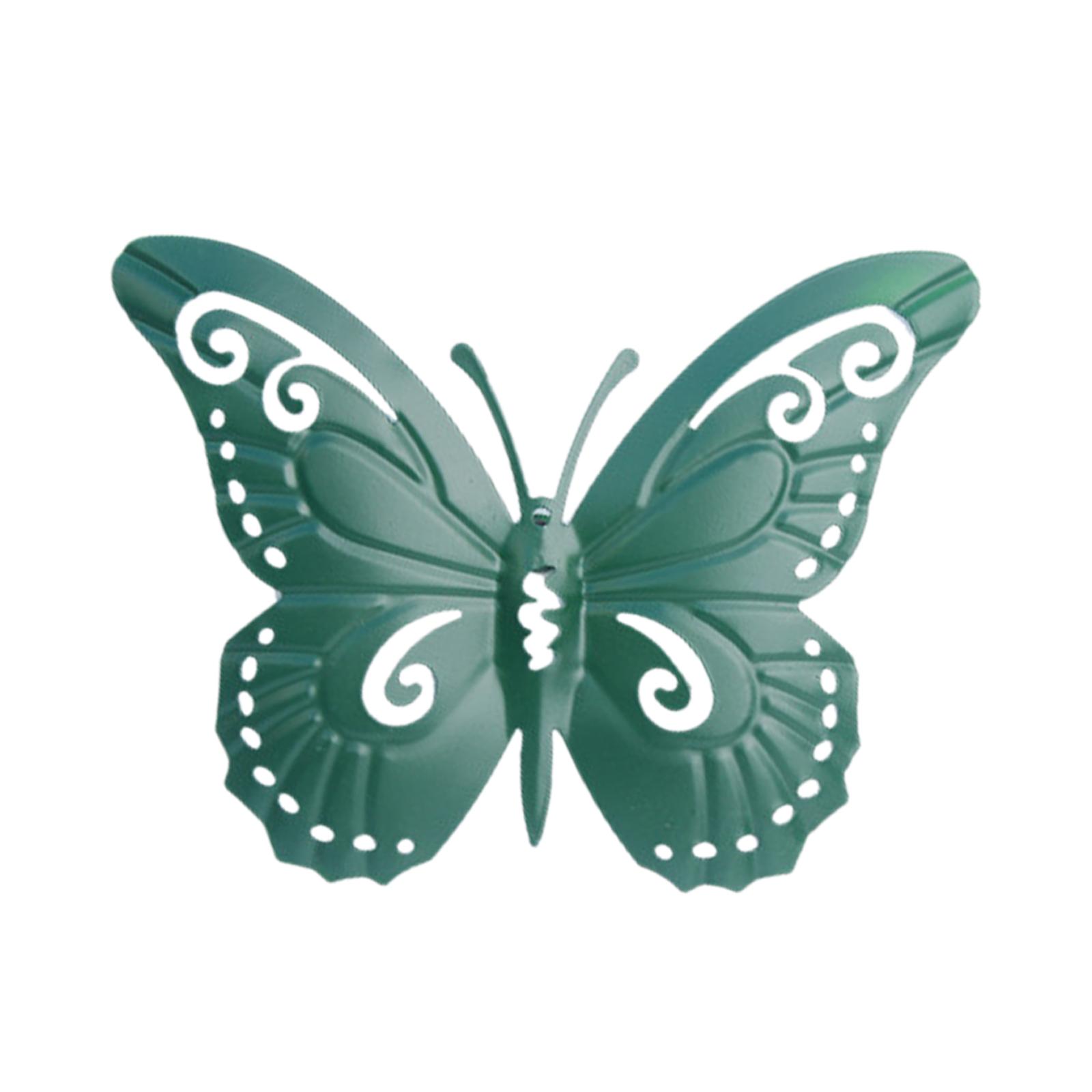 Magideal - Adornos De Decoración De Pared De Mariposa 3D, Escultura Decorativa, Decoración De Estatua, Estatuilla Exquisita De Metal Para Dormitorio, Jardín, Por Verde Oscuro