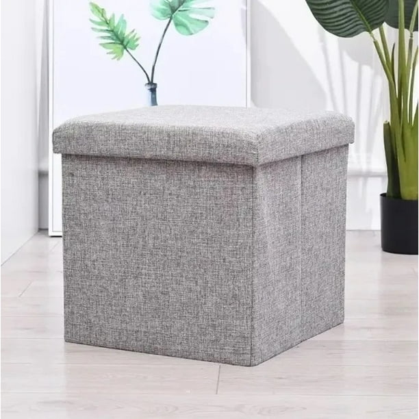 Puff Silla Cubo Organizador Plegable Multifuncional 38cm Gris | Lider