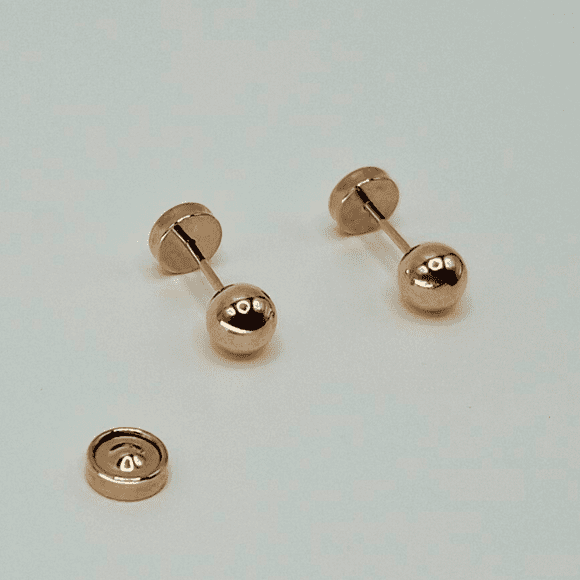Aros Abridores bolita 4,5 mm, para Bebé Y Niña Oro laminado 20k