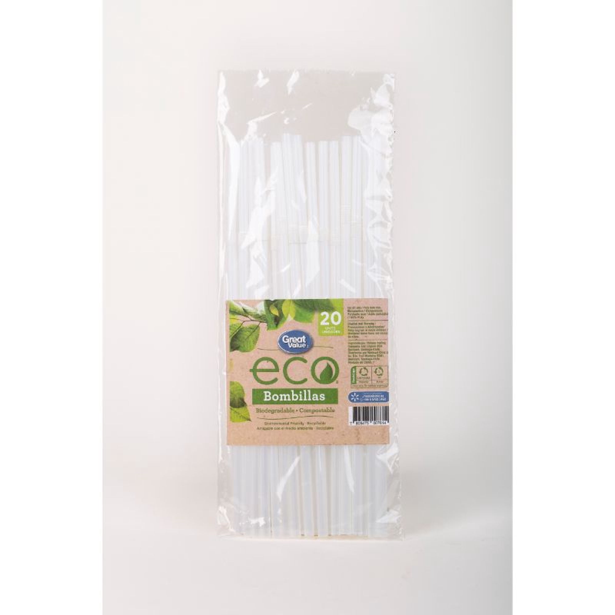 Bombilla Compostable 20 Unidades 20 Un Great Value