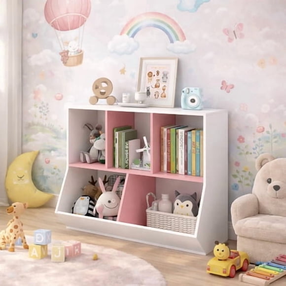 Biblioteca Organizador Infantil Estante Moderno 6cubos 90x76 Rosa