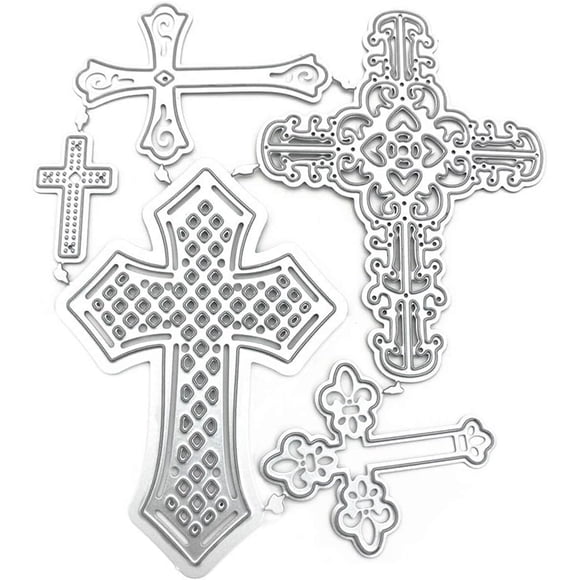 Set de troqueles de corte Mvchifay con cruces, 5 piezas, metal para scrapbooking