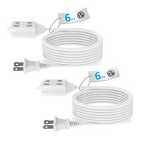 Cable De Extensión Para Interiores Tiffcofio De 2 Puntas, 6 Pies Con 3 Salidas, Paquete De 2