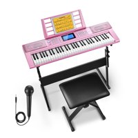 Teclado Donner Dek-610S De 61 Teclas Con Soporte, Taburete, Rosa
