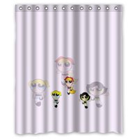 Pinghai - Preciosa Cortina De Ducha De Las Chicas Superpoderosas, Juego De Cortina De Baño Con Ganchos, Tamaño 60 X 72 Pulgadas
