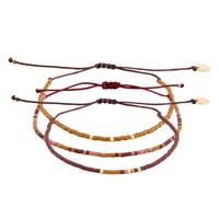 Zazü - Pack Pulseras Mostaza, Café Y Terracota Con Mostacillas Bañadas En Oro Multicolor Talla Única