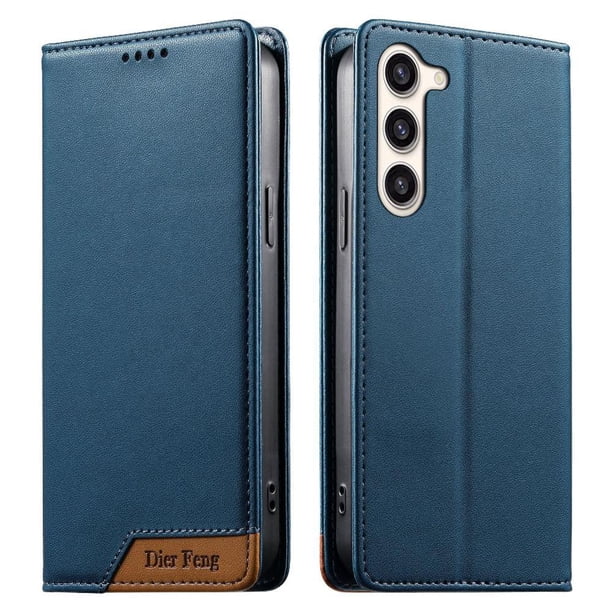 Funda Tipo Cartera de Cuero Sintético para Samsung Galaxy S23 Plus Bloqueo RFID, con Ranuras para Tarjetas y Bolsillo para Efectivo, Cierre Magnético Fuerte Azul