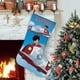 thumbnail image 1 of Jorge Encoge Tema: Calcetines de Navidad, fino lino blanco para colgar en escaleras y chimenea, decoración navideña para el hogar, regalo de Navidad.54cm×38cm, 1 of 5