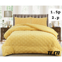 Tecnocasa - Plumon De Invierno Texturizado Diseño Cuadros Con Chiporro 2 Plazas Color Amarillo