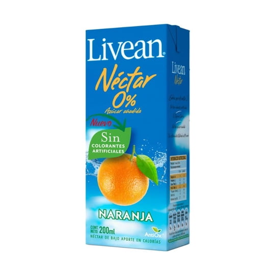 Néctar Naranja Caja 200 cc Livean