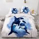 thumbnail image 1 of Fashion 3D Bedding Sets Sea Dolphin Blue Duvet Cover Set Cute Duvet Cover Pillowcase Luxury Home Texitle Queen Full Size 140x200 Bed Sheets, 1 of 5