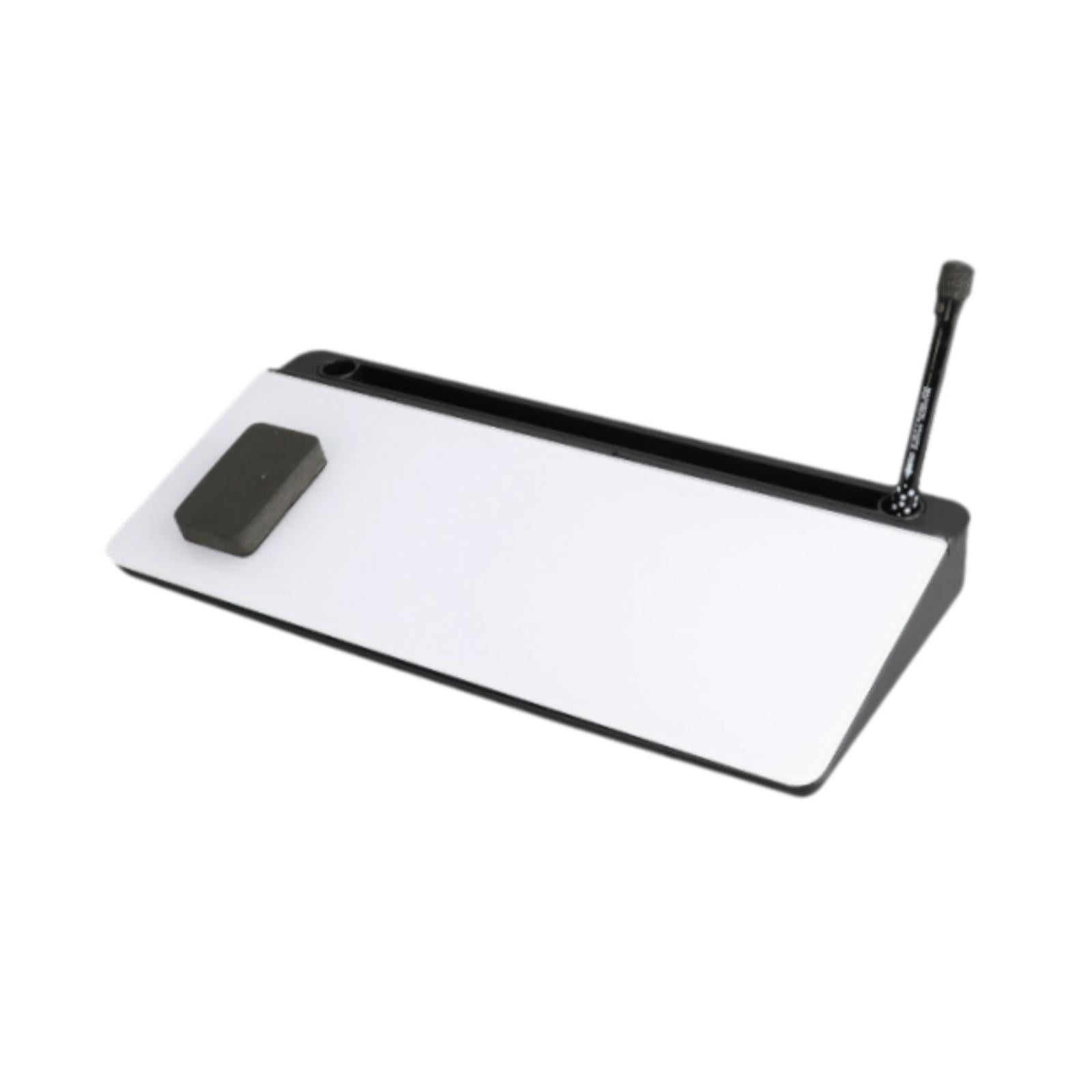 Ioensy - Pizarra Blanca De Vidrio Para Escritorio, 1 Marcador De Borrado En Seco, Pizarra De Borrado En Seco Para Útiles Escolares, Color Negro