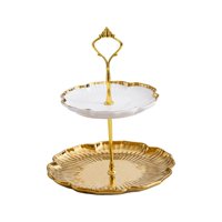 Magideal - Estante Para Tartas, Soporte Para Postres, Plato De Fruta, Plato Para Dulces, Bandeja Para Servir Escalonada Multifuncional, Platos Para Aperitivos De B Oro
