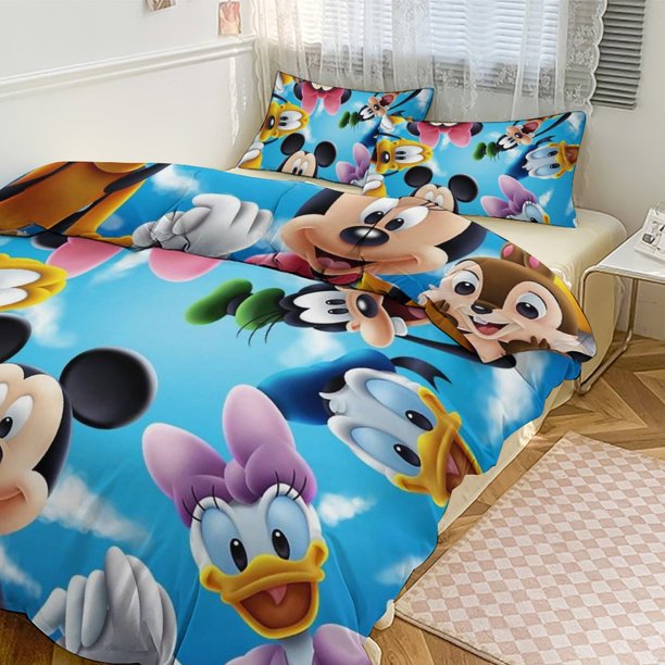 Mickey Print Bedding Set Pattern Duvet Cove Set 3 Pieces 1 Quilt Cover And 2 Pillowcases for Women Men Teens