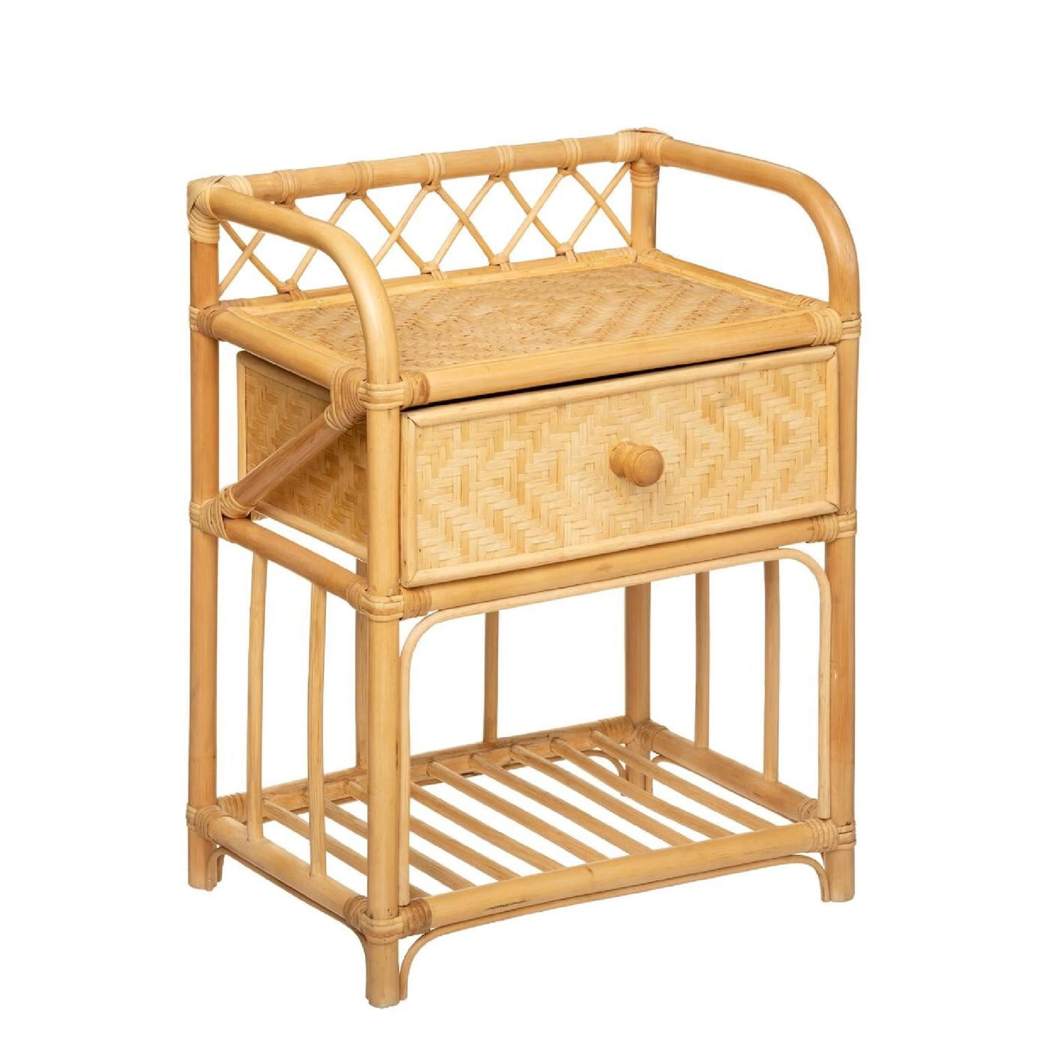 Velador Con Cajón Bambú Ratán 45x30x60 Cm Atmosphera