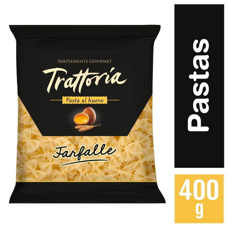 Fideo Pasta Al Huevo Farfalle Bolsa 400 g Trattoria