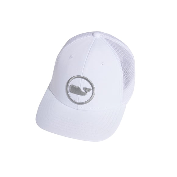 Sombrero Trucker Vineyard Vines Whale Dot Performance para hombre, color blanco