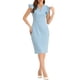 thumbnail image 2 of Vestido tubo sin mangas para el trabajo con volantes, cuello en V y abertura INSPIRE CHIC para mujer XL Azul claro, 2 of 6