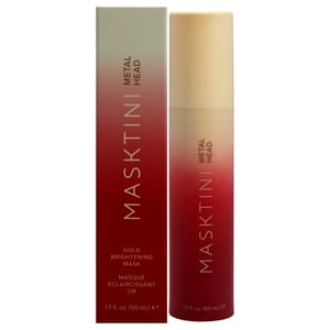 Masktini - Mascarilla Iluminadora Dorada Con Cabeza De Metal De Para Mujer - Mascarilla De 1,7 Oz
