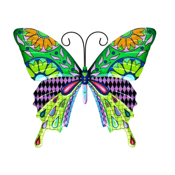 Valla de mariposas de metal para decoración de jardín, gran escultura de mariposa para terraza al aire libre, patio trasero, balcón, color rojo