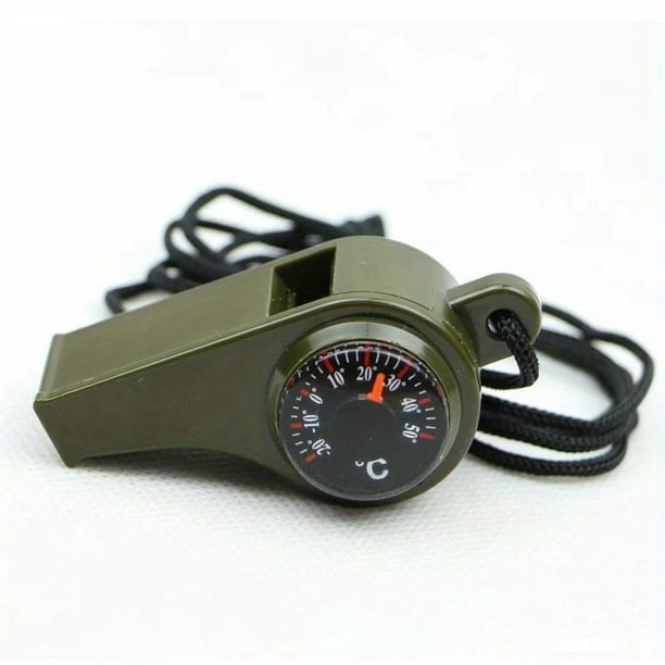 1pc 3 In 1 Emergency Survival Whistle,Compass,Thermometer,Referee Cheerleading Whistle,Sporting Goods,Camping Hiking Outdoor Tools,Outdoors High Decibel Portable Keychain Whistle Double Pipe Emergency