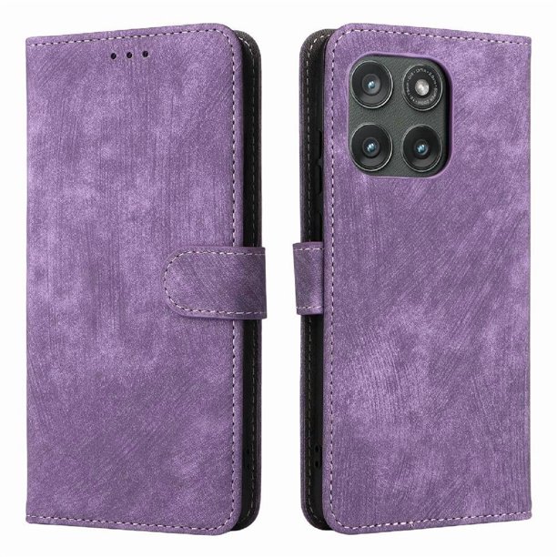Funda Billetera para Motorola Moto Edge 5G 2025 con Soporte - Cartera de Cuero con Ranuras Morado