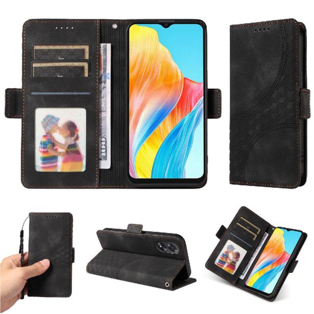 Carcasa FOXDOCK OPPO A18 4G de cuero PU, diseño acolchado clásico, protección contra caídas y rayones