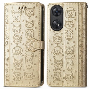 Funda Cartera Foxdock Para Oppo Reno 8T 4G , Flip Pu Con Relieve De Gatos Y Perros, Tarjetero Y Soporte
