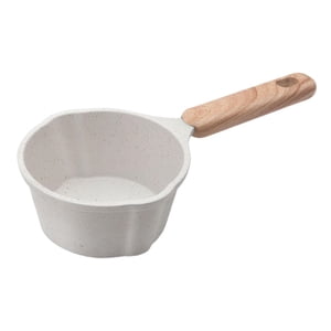 Magideal - Cazo Para Leche Sartén Calentador Hervidor Cacerola Con Mango De Madera Ergonómico Y Revestimiento Fácil De Limpiar Para Preparar Café O Sopa En Casa Blanco