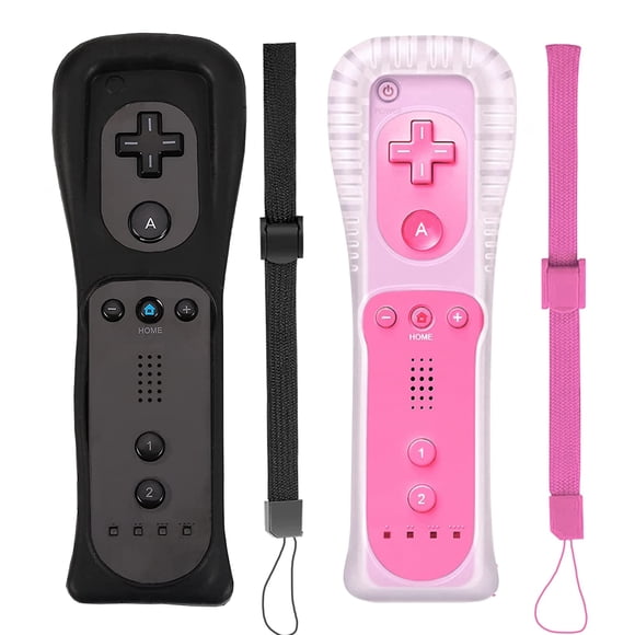 Mando Wii PGYFDAL Pack de 2 (Negro/Rosa) con funda