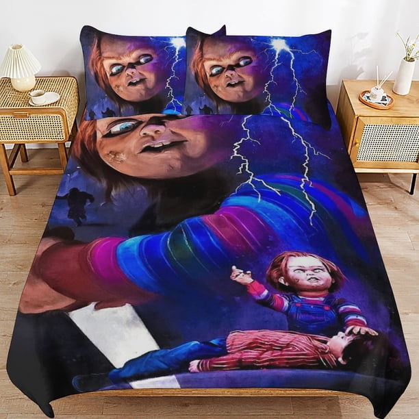 Bride of Chucky Bedding Set Duvet Cover Comfortable and Lightweight Cartoon Bedding 3 Piece Bed Set