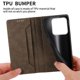 thumbnail image 4 of Funda tipo cartera con bloqueo RFID para Xiaomi 14 Con tapa abatible, portatarjetas, cierre magnético, TPU y soporte Marrón, 4 of 6