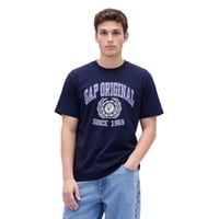 Camiseta Gap Para Hombre Tejida Con Logotipo Gráfico, Nueva, Azul Marino, Talla L