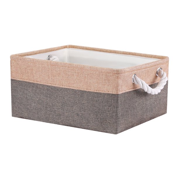 REGALWOVEN Cesta de Almacenamiento Plegable con Asa, Cubo de Almacenamiento de Tela para Ropa Libros Café/Marrón 14.2*10.2*6.3in
