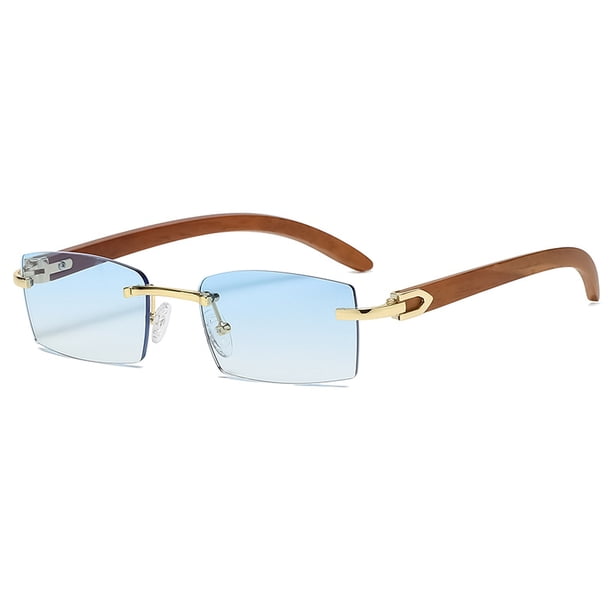 Trendy Men's Frameless Rectangle Sunglasses with UV400 Protection